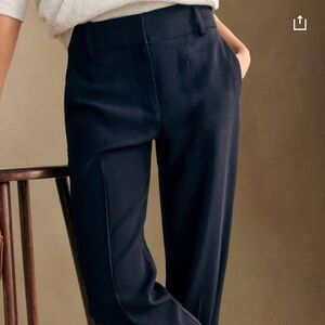 Sezane Elegant Dark Blue Women's Trousers